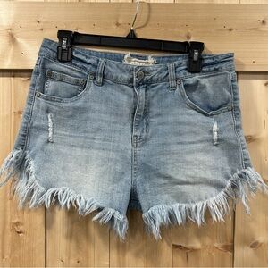 Altar'd State Jen Distressed Frayed Hem Boho Denim Shorts - Size 30